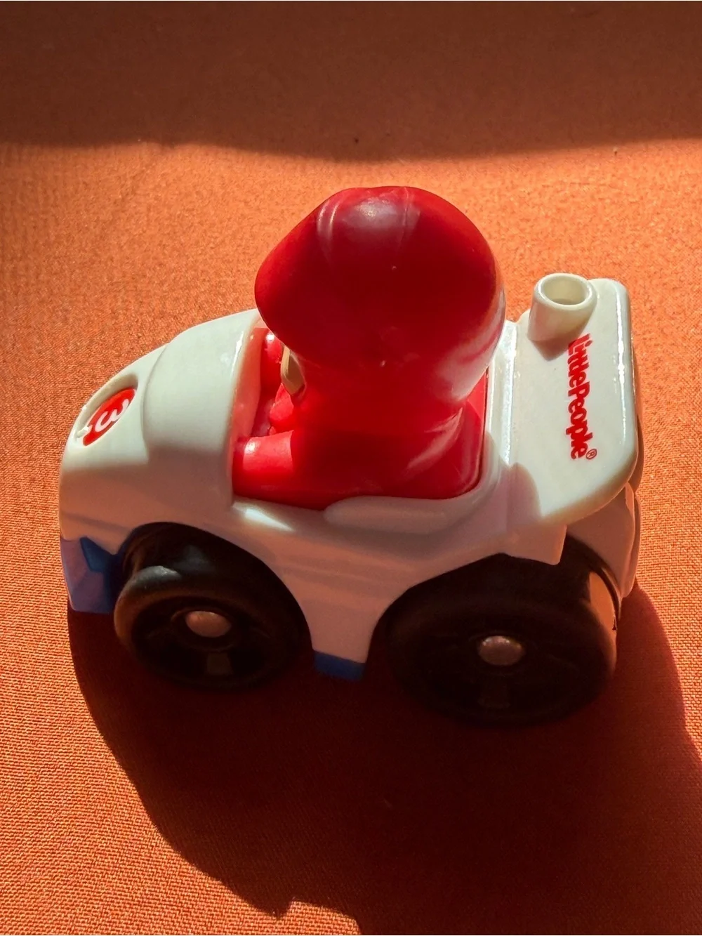 Fisher-Price Little People White #3 Race Car with Red Driver